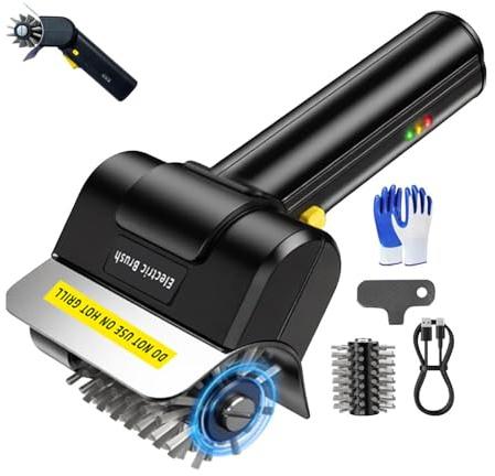 Limpiador De Parrilla, Cepillo Limpiador Eléctrico Inalámbrico para Barbacoa, Cepillo Eléctrico para Barbacoa, Parrilla Impermeable con Larga Autonomía Herramienta Automática De Limpieza para El