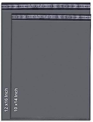 JeeJaan® 50 Pcs Mixed Grey Postage Bags 10 x 14 & 12 x 16-2 Sizes 25 from Each Poly Postal Self Seal Bags Envelope Postal Courier Shipping Mailers Ideal for Shipping Purpose Mixed Grey Mailing Bags
