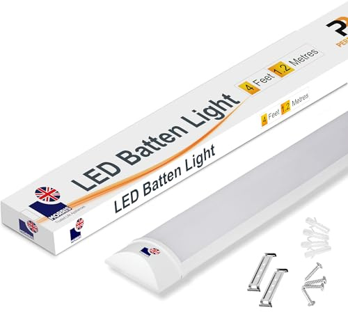 Morris LED Batten Slimline Tube Light 2FT 3FT 4FT 5FT 6FT Wall/Ceiling Mount (6000k) (4FT (120cms))