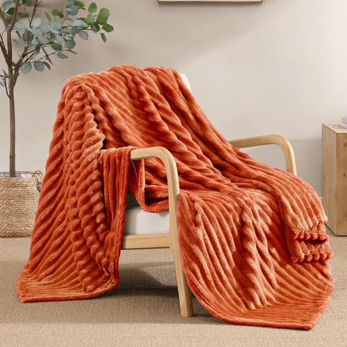 Geniospin Manta de Forro Polar de 50 x 60 Pulgadas, Manta Acogedora y Duradera de 280 g/m², Súper Suave con Tira para Sofá, Cama