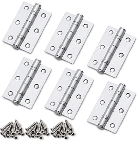 Bwintech 3 Pairs 75 x 50 x 2.0mm(3 inch) Satin Chrome Brushed Hinge for Fire Door, Steel Fire Rated Internal Door Hinges, Ball Bearing Hinge for Internal Use in Residential and Commercial Buildings