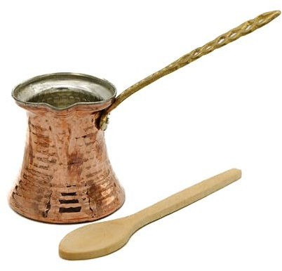 SANTA MARLA Arabic Coffee Pot, Turkish Coffee Maker, Handmade Coffe cooper, Cezve For 1-2 People (Small), Hammered Copper