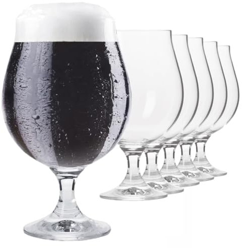 KIAPPO Biergläser Set für Dunkles Bier 500 ml - 6 Stück Gläser Set - Transparentes Glas - Kristallgläser - Geschenke für Männer - Spülmaschinenfest - 170 x 75 mm