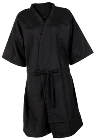 harayaa Kimono Vestaglie Parrucchiere Grembiuli Mantelle Cintura regolabile Professionale Donna Robe Taglio di capelli Mantella per Pet Groomer SPA, nero