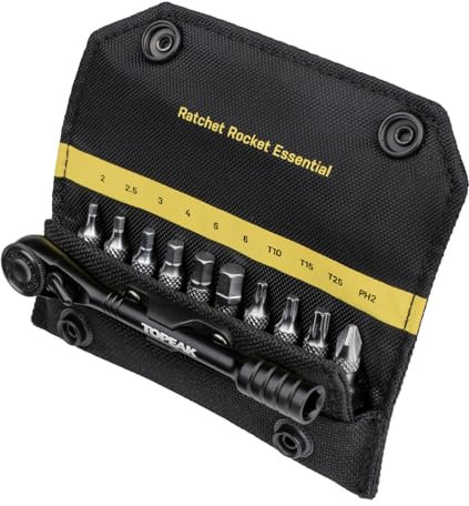 Topeak Ratchet Rocket Essential Ratschenset Werkzeug mittlere Set aus Aluminium und Nylon in der Farbe Schwarz, Gewicht: 107 g Maße: 10,7x4x2,2 cm, 15410076