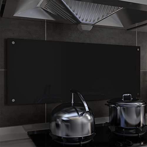 BaraSh Protección Salpicaduras Cocina Vidrio Templado Negro 100x40 cm Protector Antisalpicaduras Fregadero Cubre VitroceráMica Cristal Templado