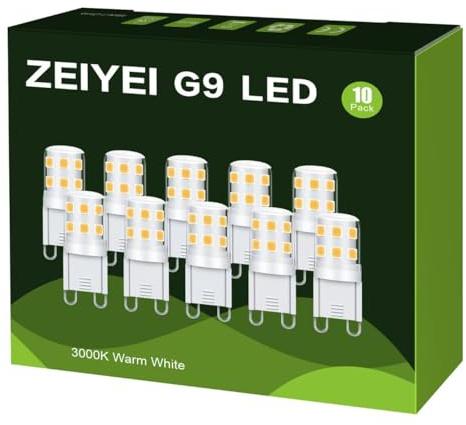 G9 LED Bulbs 3W (30W Halogen Equivalent)–10 Pack, 3000K Warm White, Flicker Free Non Dimmable, Compact Design (Smaller Than Standard Halogen), Perfect Replacement For Ordinary G9 Bulbs in Home.