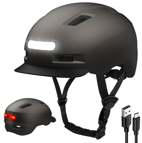 KINGLEAD Casque de vélo,Lumière Avant et arrière (LED) 5 Modes d'éclairage pour Hommes et Femmes Casque de vélo léger pour Le Cyclisme Trekking 55-59cm