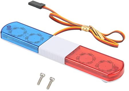 RC LED Police Light Simulation Design 4 Modes RC Police Flash Lamp LED Alarming Light for 1/8 1/10 RC Cars (Red Blue)