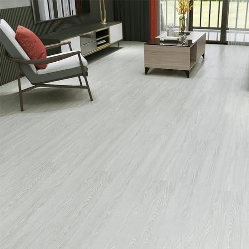 INMOZATA PVC Bodenbelag Selbstklebend 36Fliesen/ 91.5x15.2cm, 5.01m² Vinylboden Selbstklebend, Dicke 2mm Wasserdichte Bodenaufkleber für Küche Bad Haus Bodenfliese, Hellgrau