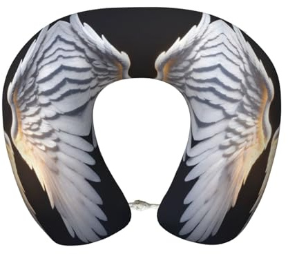 TTYDOKLA Cuscino cervicale per cervicale in memory foam con stampa di ali d'angelo, cuscini portatili a forma di U per casa, ufficio, viaggi