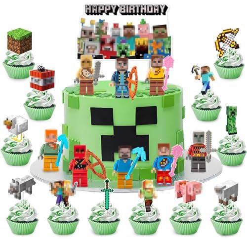 33 Pièces Décoration de Gâteau, Cupcake Toppers avec Collection de Figurines de Gâteau d'Anniversaire, Cupcake Décoration, Gâteau Décoration, Cake Topper pour Enfants Fête d'Anniversaire