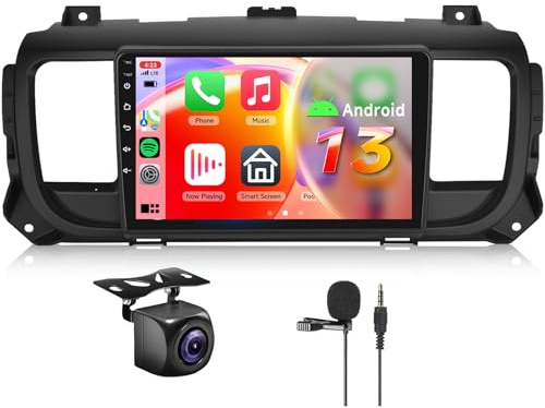 【8 Núcleo 6+128G】 Hodozzy Carplay Radio Coche para Citroen Jumpy 3/Peugeot Expert/Toyota Proace,9 Pulgadas Autorradio Android con Pantalla Táctil con Android Auto/WiFi/GPS/RDS/FM/Bluetooth/USB/DSP