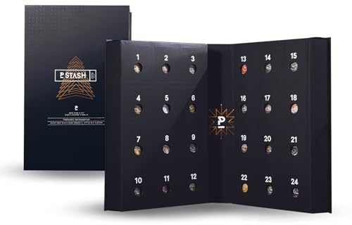 Calendario dell'Avvento P-Stash 2025 - Calendario di Natale con frutta secca e cioccolato - Pistacchi, mandorle, nocciole, arachidi e molto altro ancora. - Miscela di frutta secca con spezie uniche
