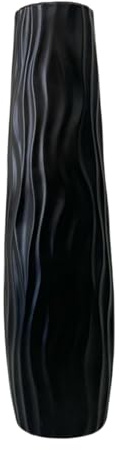 Milageto Tall Floor Vase, Large Flower Vase, PP Material Modern Minimalist Style Decor, Cylinde Vases for Hydroponics, Dried Flowers, Pampas Grass, for Living Room Corner Bedroom Office, Black L