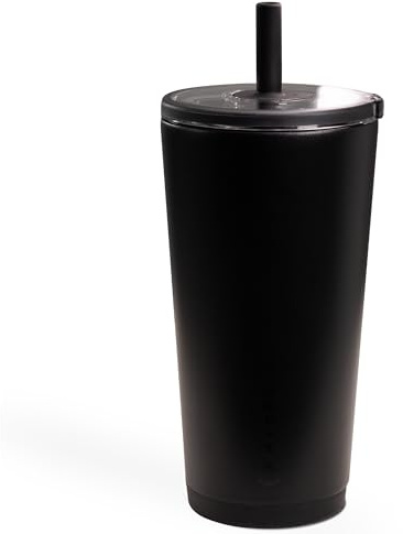 HydroJug Everyday Tumbler 20 oz – Ceramic-Lined Insulated Tumbler with Straw and Soft-Touch Lid, Cup Holder Friendly, Double-Wall Vacuum Insulation, Reusable Travel Cup – Black