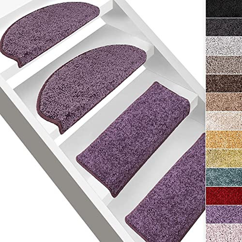 casa pura Hochflor-Stufenmatte Bali - Halbrund oder eckig - 12 Farben Stufenmatten Produziert in Deutschland (rechteckig, Lila)