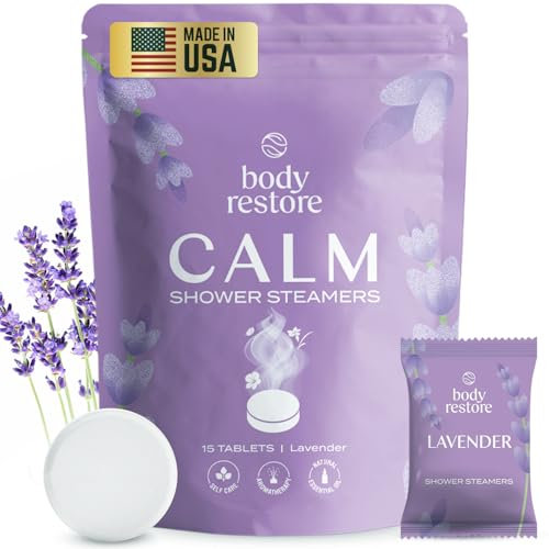 Body Restore Duschdampfer Aromatherapie 15er-Pack – Geburtstagsgeschenke für Frauen und Männer, Reise-Essentials, Stressabbau, Entspannung, Selbstfürsorge, Badebomben – Lavendel