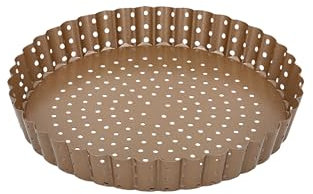 Birkmann 210547 Pan & Seele - Molde pequeño perforado para quiche, tarta y pizza, diámetro de 20 cm, con base de elevación suelta y acero al carbono de color bronce, con revestimiento antiadherente y
