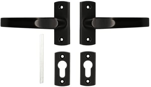 KOTARBAU® Drückerpaar 125 mm mit Rosetten und Vierkant für Profilzylinder Schwarz