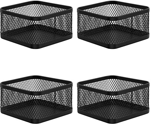 MaxGear Paper Clip Holder 4 Pack, Stackable Paperclip Organizer for Desk, Mesh Paper Clip Dispenser Binder Clip Holders, Black Desk Accessories for Office, Home, School