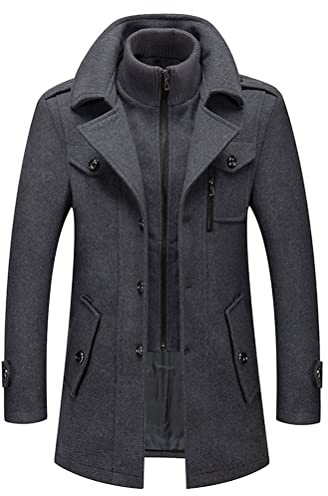 Onsoyours Manteau Homme en Laine Chaud Court Epais Slim Fit Business Hiver Trench-Coat avec Un Col Accessoire Caban Manteau Jacket Duffle-Coats Revers Overcoat