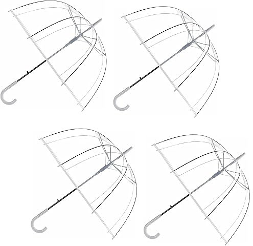 Aggloz | Umbrella, Compact Strong Windproof Umbrellas, Stick Lightweight, Portable Travel Golf Umbrella for Rain, One Button Auto Open | Wedding Umbrella | Clear - 4pcs