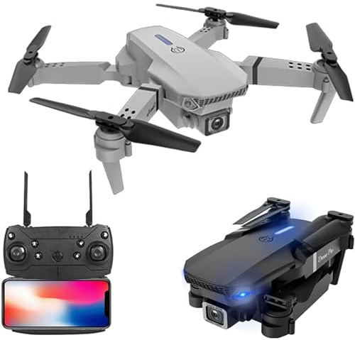 E88 Pro Drone con cámara 4k HD para adultos y niños, FPV vídeo en directo RC Quadcopter para principiantes, plegable RC Quadcopter Helicóptero Niños Juguetes, 3 baterías