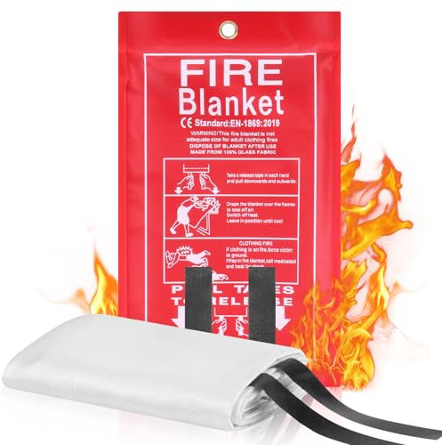 BEENNA Couverture Anti Feu, 1m x1m Couvertures Anti-feu Ignifuge pour Maison Cuisine, Couverture de Secours de Fibre de Verre Utilisé pour Éteindre les Feux Occasionnels A l'intérieur et A l'extérieur