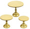 Porssaut Juego de 3 soportes de metal dorado para tartas, altos, medianos y bajos, para mesas de boda, estantes para tartas (dorado)