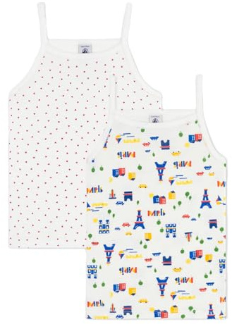 Petit Bateau Set di Camicie con Bretelle per Bambini in Cotone Stampato Parigi, Variant 1, 2 Anni