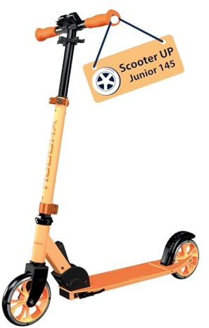 HUDORA Scooter Up 145 Junior - Patinete Infantil Seguro a Partir de 3 años - Patinete Urbano Plegable con Ruedas de 145 mm - Ajustable en Altura para niños y niñas de hasta 60 kg, Naranja