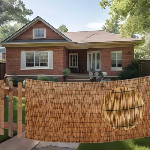 Valla Cañizo Natural Pantalla de bambú Rollos de Vallas de Caña natural 50cm a 170cm alto Cerca de privacidad de caña para exteriores,persianas enrollables de caña de bambú para balcón(Marrón)