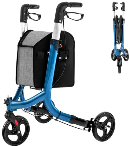 Rollators 4 Wheel with Seat Folding Lightweight,Mobility Walker for Elderly with Place and Wheels,3 Rollator,ed Walking Frame with Brakes,Storage Bag