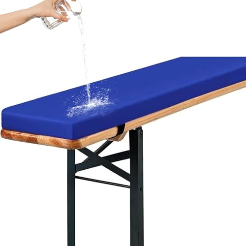 Generisch Bierbankauflage Gepolstert für Bierzeltgarnitur Bankauflage 220x25 180x23 200x30 Outdoor Wasserfest Bankpolster Sitzauflage Stuhlkissen Auflagen für Loungemöbel,Blau,170x23x3cm