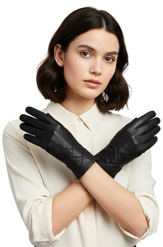 Vivisence Mujer Guantes De Cuero De Invierno Forro De Lana Comodidad Cálida