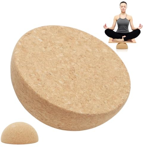 CEWROM Tabla de equilibrio de corcho, semiesfera antideslizante, para adultos y niños, para el equilibrio, yoga, pilates, rehabilitación y fitness (30 x 10 cm)