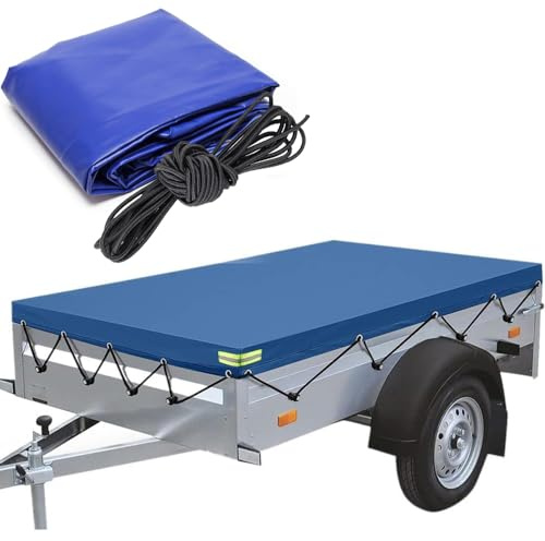 HEYOUTH Telo Rimorchio Auto,20m Corda per Telone,Bordo Rinforzato e Copri Rimorchio,Ideale per Vari Modelli di Rimorchi per Auto da 750kg & 1000kg (258x136x8cm)