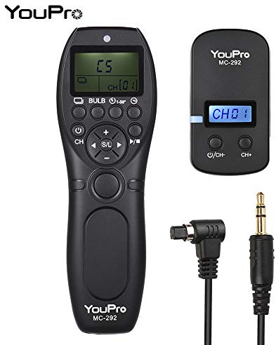 Domary YouPro 2.4G Trådlös Fjärrkontroll LCD Timer Avtryckare FSK 2.4GHz Fjärrutlösare Utlösare Trådlös Timeravtryckare 32 Kanaler 100m med LCD-skärm för Kamera (N3 slutarkabel)