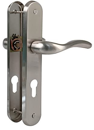 Amig - Set Maniglia per Porta - Modello Lena - Acciaio - 238 x 40 mm - Serratura di 8 mm - Colore: Cromato opaco