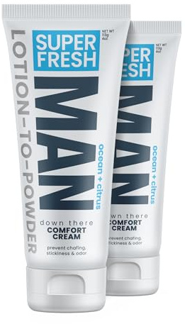 Super Fresh Ball - Desodorante en polvo, loción en polvo, crema cómoda para partes de hombre, ingle, glúteos y cuerpo, controla la higiene del olor, detiene el roce y la picazón, absorbe el sudor