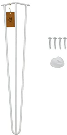MoriaDesign Möbelfüße Hairpin Leg aus Metall - 1 Stück - 71 cm - Weiß - Höhenverstellbar - Tischbeine für Schrank, Hocker, Nachttisch, Couchtisch - Robust industrielles Design