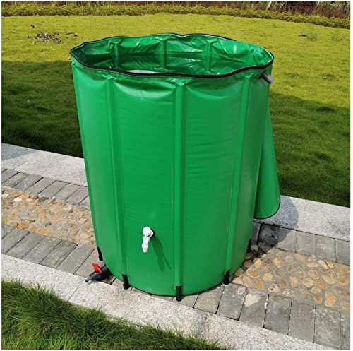 Regentonne Faltbar Zusammenklappbare Wasserfässer, PVC-Gartenhydroponics speichert Regenwasser mit Reißverschlussdeckel und tippen auf unter dem Dach (Color : Green, Size : 1000L/120x88cm)
