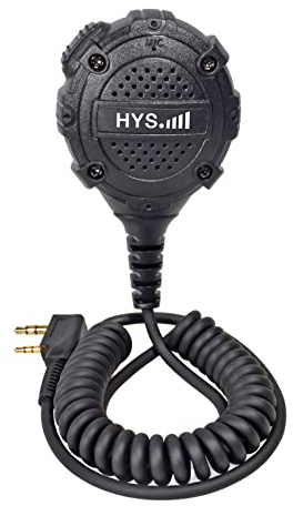 HYS handhållen mikrofon | 2-stifts anslutning med justerbar klämma | högtalarmikrofon kompatibel med Baofeng UV-5R 5RPLUS och Quansheng Kenwood-radioapparater (BX022)