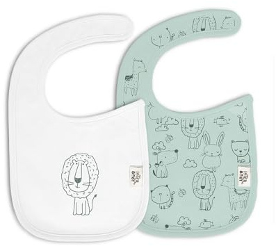 Pack 2 Baberos 20X30cm Animalitos en verde