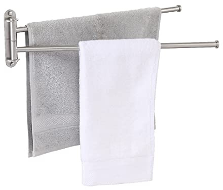 KES Handtuchhalter Schwenkbar Handtuchstange 2 Armig 50cm Lang Badetuchhalter Edelstahl 18/8 Handtuch Halterung Bad Wandmontage Gebürstet, A2103S2L50-2