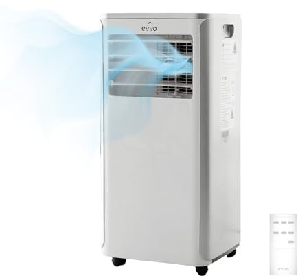 EVVO Aire Acondicionado Portatil 3 in 1, 9.000 BTU, con Mando a Distancia, Superficie 20m2, Clase Energética A, Kit instalación en ventana (Modelo: Clima P9 Blanco)