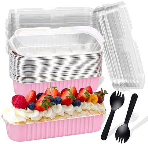 Mini Loaf Pans with Lids and Spoons, Mini Cake Pans for Baking Disposable