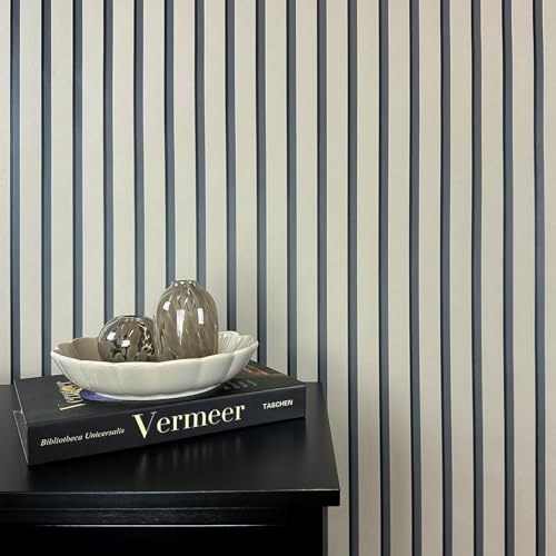 WALLCOVER Tapet beige fibertapeter ränder svart – taupe paneler skandinavisk stil väggpaneler modern lamell tillverkad i Tyskland
