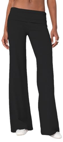 Nicoxijia Legging évasé pour femme - Pantalon de yoga pliable - Legging évasé - Bas de cloche Y2K - Taille basse - Jambe large - Pantalon de survêtement, Noir , L